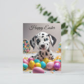 Frohe Ostern Welpe Feiertagspostkarte (Stehend Vorderseite)