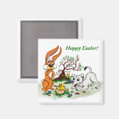 Frohe Ostern! Welpe, Küken, Hase Magnet (Vorderseite/Rückseite)