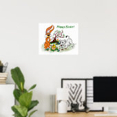 Frohe Ostern! Welpe, Küken, Hase Poster (Heimbüro)