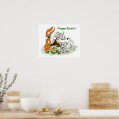 Frohe Ostern! Welpe, Küken, Hase Poster (Küche)