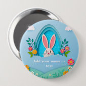 Frohe Ostern | Whimsical Easter Bunny und Floral B Button (Vorne & Hinten)