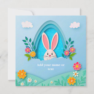 Frohe Ostern   Whimsical Osterhase und Blumenmotiv Feiertagskarte