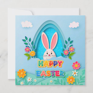 Frohe Ostern Whimsical Osterhase und Blumenmuste Feiertagskarte