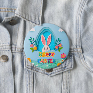Frohe Ostern   Whimsical Osterhase und Floral Button
