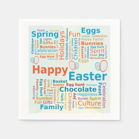 Frohe Ostern Wortwolken-Buchstaben mit Eiern Serviette (Vorderseite)