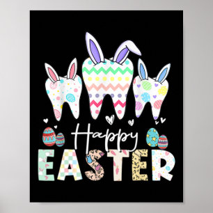 Frohe Ostern Zähne Zahn Hasenohren Dental Zahnarzt Poster