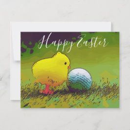 Frohe Ostern zum Golfer mit Huhn und Golf