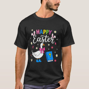 Frohe Ostertag Gans Kokette Schleife Eier Hase T-Shirt