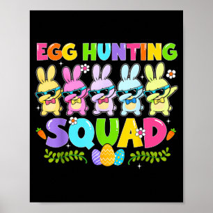 Frohe Ostertag Hase Ei Jagd Trupp Junge Mädchen Poster