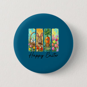 Frohe Ostertag Hase Eier Korb Eiersuche lustig  Button