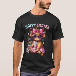 Frohe Ostertag Highland-Kuh Süßer Osterhase Wo T-Shirt