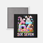Frohe Ostertage sechs sieben Hase bunte Eier Magnet (Vorderseite/Rückseite)