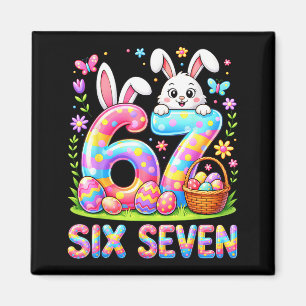 Frohe Ostertage sechs sieben Hase bunte Eier Magnet