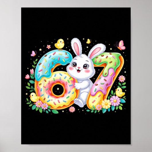 Frohe Ostertage sechs sieben Hase bunte Eier Poster (Vorne)