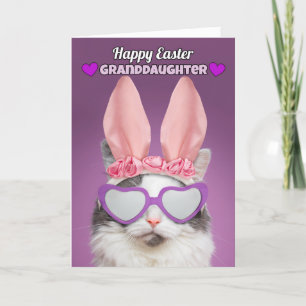 Frohe Ostertochter Katze im Spaß Bunny Ears Feiertagskarte