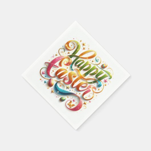 Frohe Ostertypografie im Glitzer Serviette (Ecke)