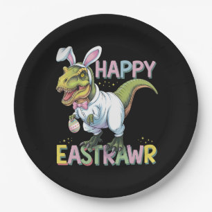 Frohe Ostrawr T Rex Ostern Dinosaurier Hase Ei Pappteller