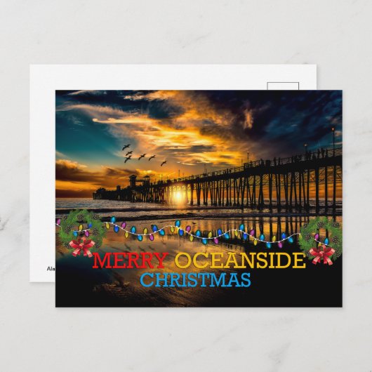 Frohe Ozeanufer-Weihnachten Feiertagspostkarte (Vorne/Hinten)