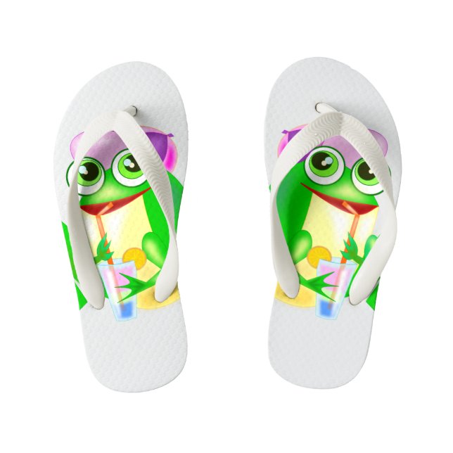 Frohe Party Frog Kid's Flip Flops Kinderbadesandalen (Fußbett)