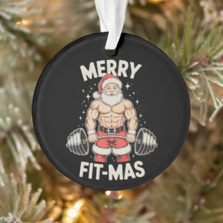 Frohe Passform Mas Weihnachtsmann Heben Fitnessstu Ornament