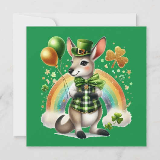 Frohe Patrick's Day Kangaroo Flat Karte (Vorderseite)