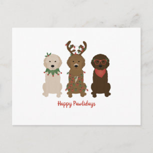 Frohe Pawlidays Goldendoodle Weihnachtslichter Postkarte
