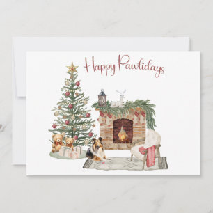 Frohe Pawlidays Hund Design- Sheltie Feiertagskarte