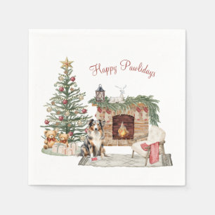 Frohe Pawlidays Hunde-Design - Australian Shepherd Serviette