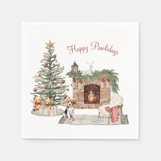 Frohe Pawlidays Hunde-Design - Beagle Serviette (Vorderseite)