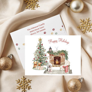 Frohe Pawlidays Hunde Design- Bichon Frise Feiertagskarte