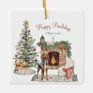 Frohe Pawlidays Hunde-Design - Bloodhound Keramikornament