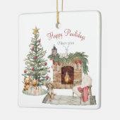 Frohe Pawlidays Hunde-Design - Cavapoo Keramikornament (Links)