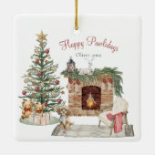 Frohe Pawlidays Hunde-Design - Cavapoo Keramikornament (Rückseite)