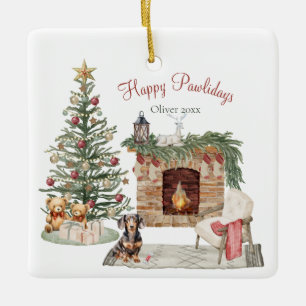 Frohe Pawlidays Hunde-Design - Dachshund Keramikornament