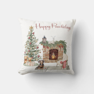 Frohe Pawlidays Hunde-Design - Dachshund Kissen