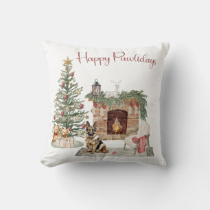 Frohe Pawlidays Hunde-Design - Deutscher Schäferhu Kissen
