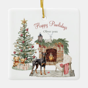 Frohe Pawlidays Hunde-Design - Dobermann Keramikornament