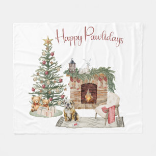 Frohe Pawlidays Hunde-Design - Englische Bulldogge Fleecedecke