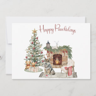 Frohe Pawlidays Hunde-Design - Husky Feiertagskarte