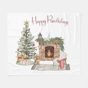 Frohe Pawlidays Hunde-Design - Pudel Fleecedecke