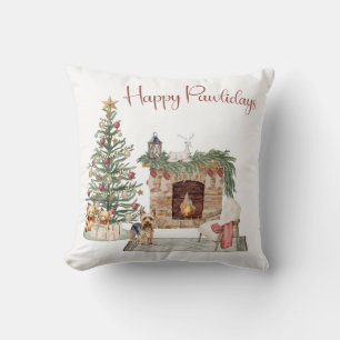 Frohe Pawlidays Hunde-Design - Yorkie Kissen