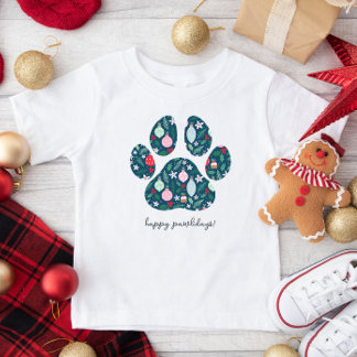 Frohe Pawlidays Weihnachten Hund Pfote Kinder T-Sh T-Shirt