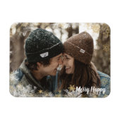 Frohe Personalisierte Foto Snowflake Frame Magnet (Horizontal)