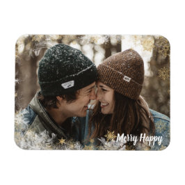 Frohe Personalisierte Foto Snowflake Frame Magnet