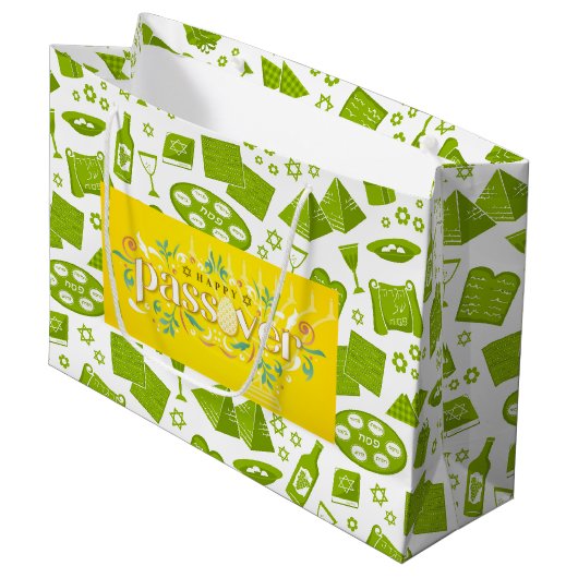 Frohe Pessach Große Geschenktüte (Vorderseite Schrägansicht)