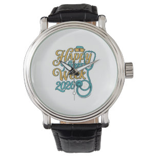 Frohe Pflegerwoche 2026 Stethoskop-Shirt-Design_1 Armbanduhr