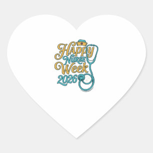 Frohe Pflegerwoche 2026 Stethoskop-Shirt-Design_1 Herz-Aufkleber