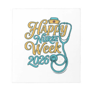 Frohe Pflegerwoche 2026 Stethoskop-Shirt-Design_1 Notizblock