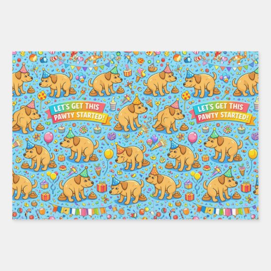 Frohe Pfotenparty Hundeparty Geschenkpapier Set (Vorderseite)