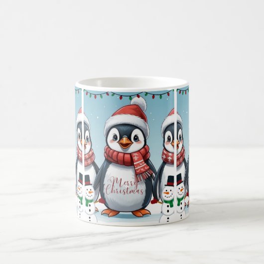 Frohe Pinguin Weihnachten Kaffeetasse (Mittel)